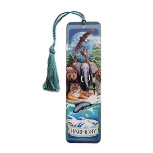 Vintage 90s Harmony Peaceful Earth Wildlife Bookmark 1991 Quality Artworks, AM04
